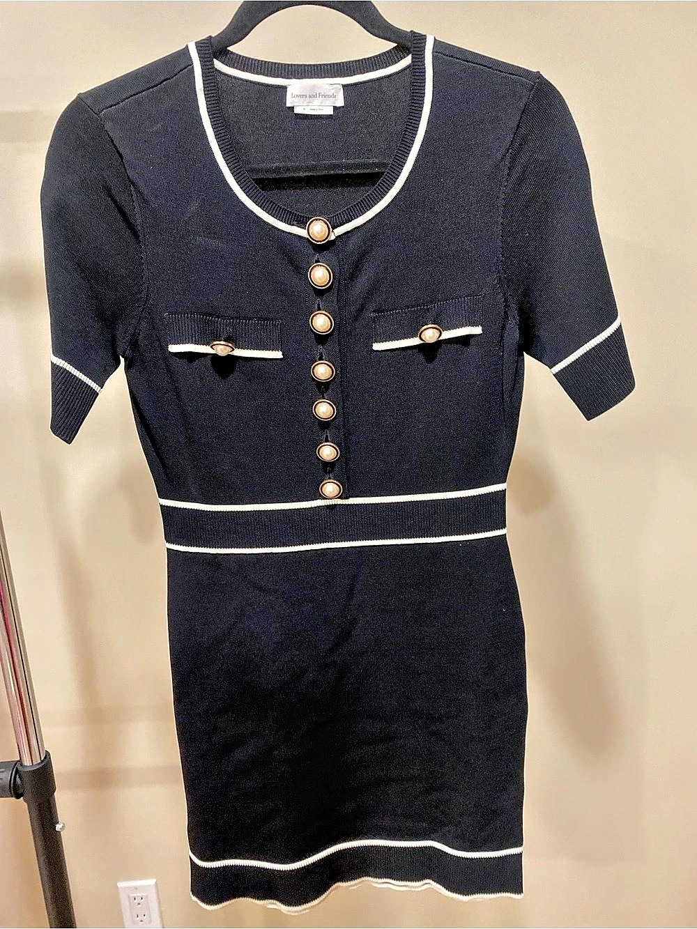 Lovers and Friends Pearl Mini Dress Black & White Medium